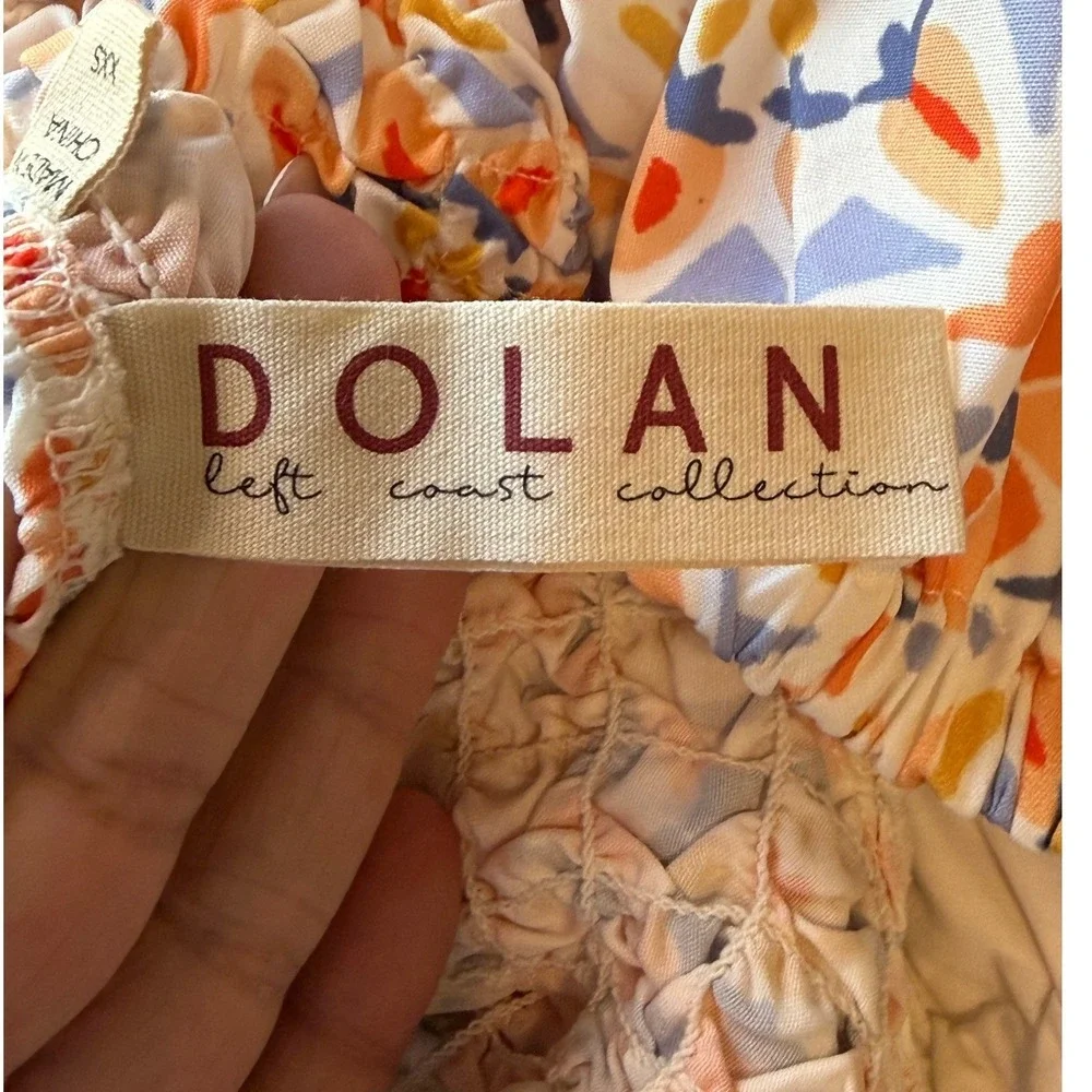 Dolan Women's Off the Shoulder Smocked Textured Puff‎ Sleeve Blouse Sz XXS